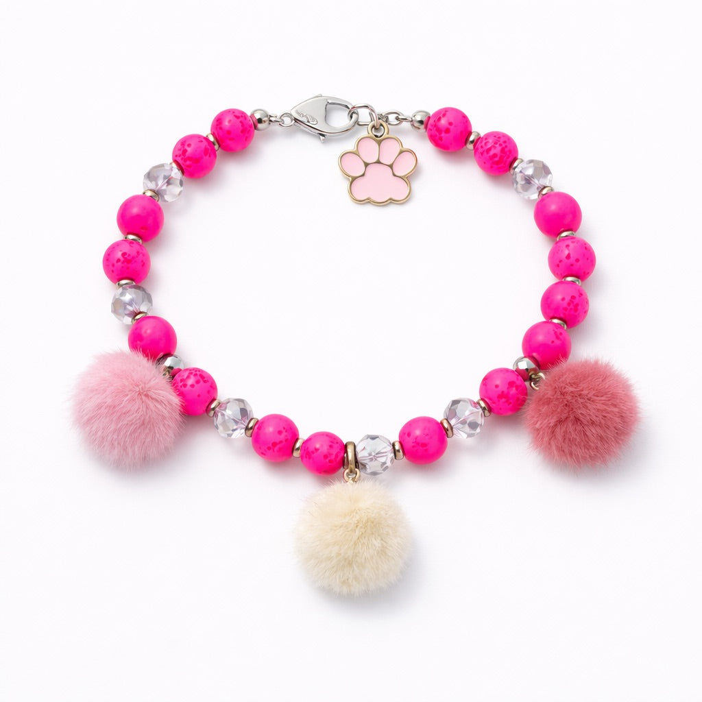 Collar Pompones en rosa - Talla XXS