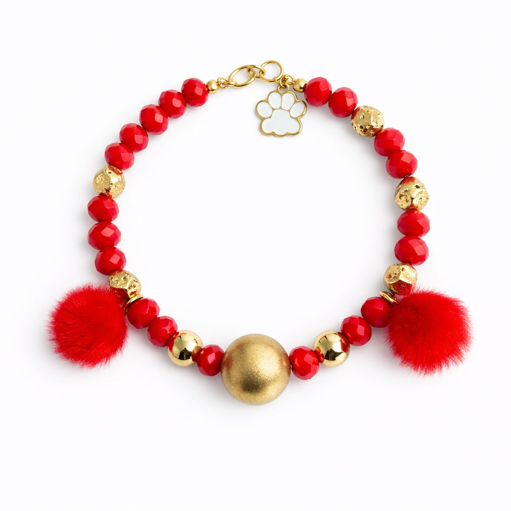 Collar Pompones en Rojo - Talla S