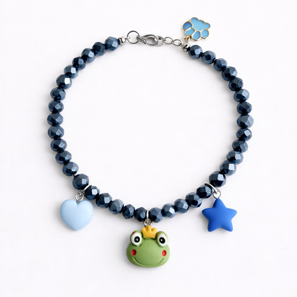 Collar Ranita en azul - Talla L